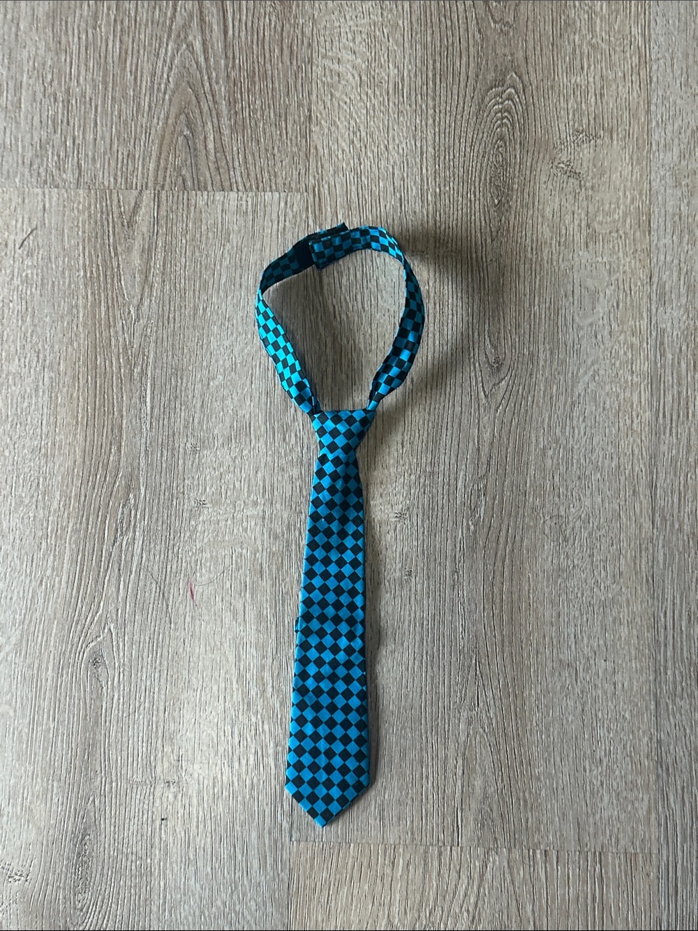 Faded Glory Blue and Black Checkerboard Kids Tie